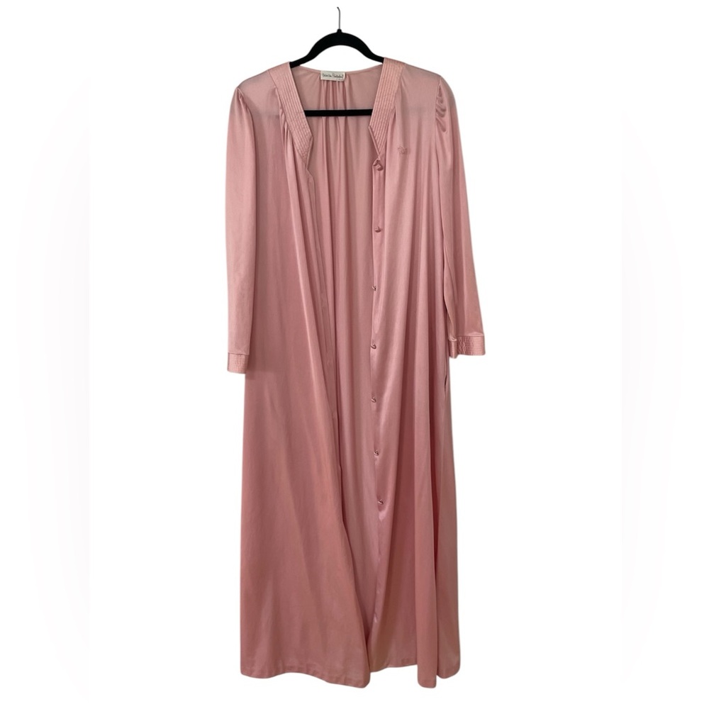 Silky pink vintage 1960s Diane Von Furstenberg Floor Length Maxi Nightgown Robe
